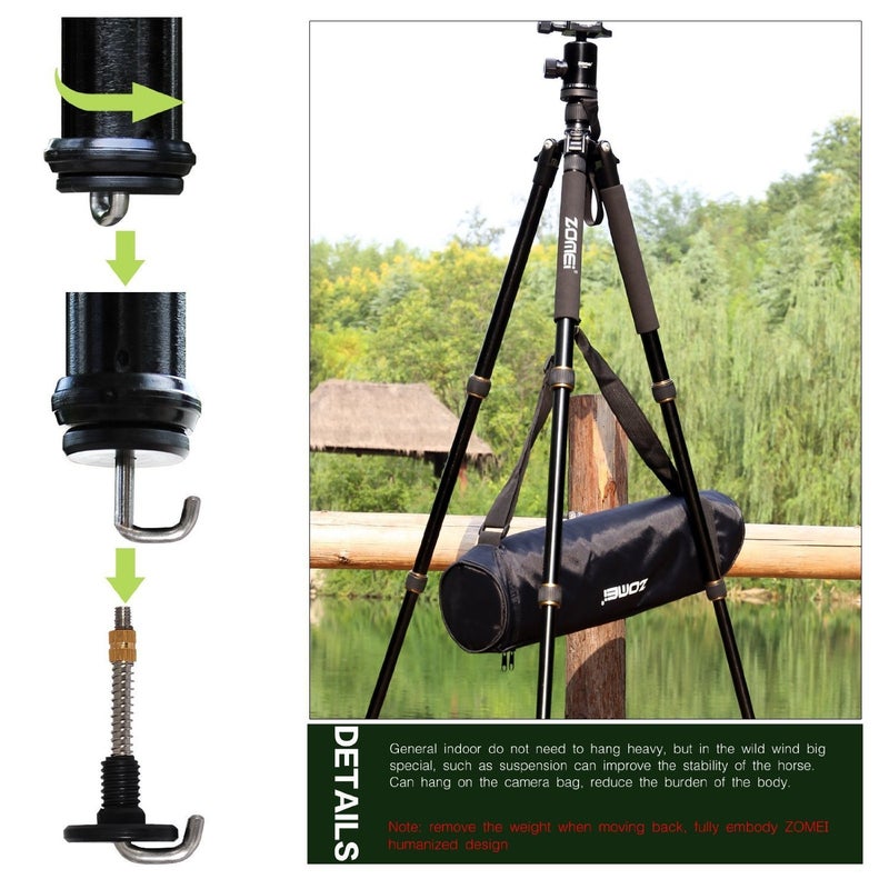 ZoMei Z669 Magnesium Aluminum Alloy Travel Camera Tripod with Ball Head for Canon,Sony,DSLR - Image 4